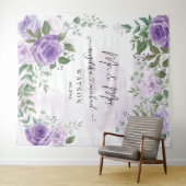 Lila Blush Rose Mr. and Mrs. Modern Script Wandteppich (Beispiel (Horizontal))