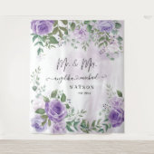 Lila Blush Rose Mr. and Mrs. Modern Script Wandteppich (Vorderseite)