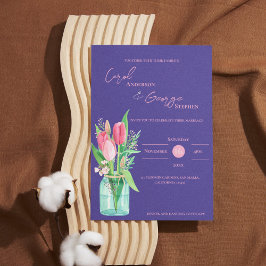 Lila & blush Tulip Mason Jar Wedding Einladung
