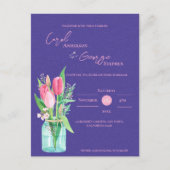 Lila & blush Tulip Mason Jar Wedding Einladung Postkarte (Vorderseite)
