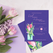 Lila & blush Tulip Mason Jar Wedding Einladung Postkarte