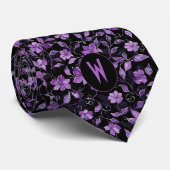 Lila Blüte auf Black Neck Tie Krawatte (Gerollt)