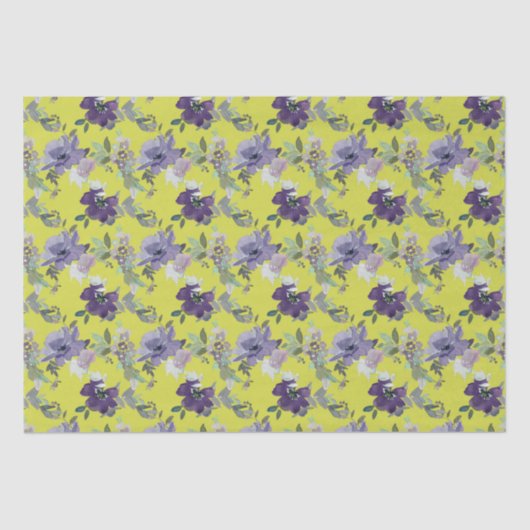 Lila Blüte auf Gelbfärbung Seidenpapier (Vorderseite)