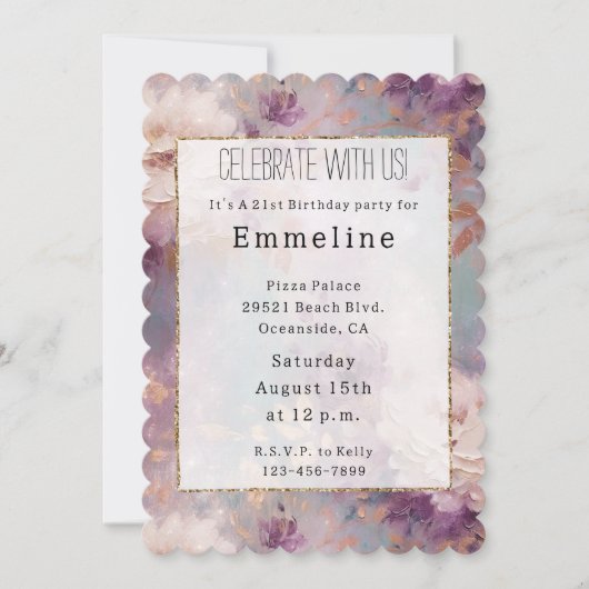 Lila Blüte Einladung (Vorderseite)