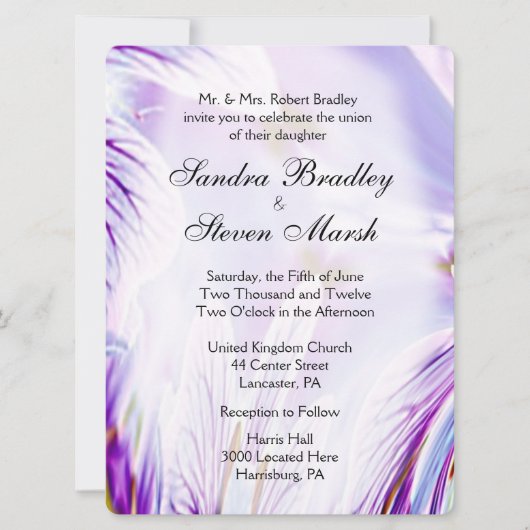 Lila Blüte Einladung (Vorderseite)