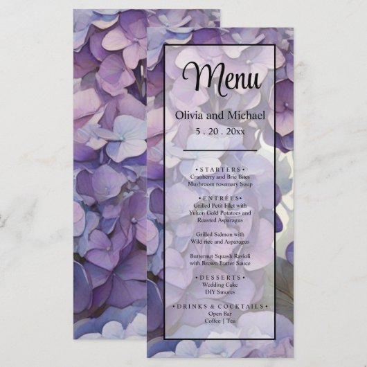 lila Blüte Menükarte (Vorne/Hinten)