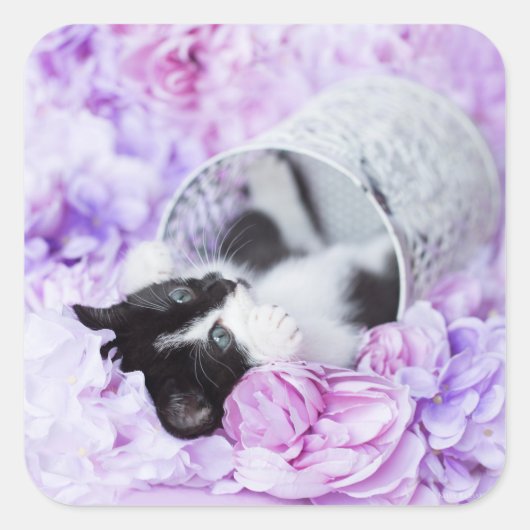 Lila Blüte "Pippa" Quadratischer Aufkleber (Vorderseite)
