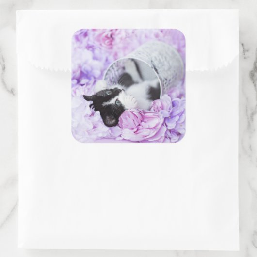 Lila Blüte "Pippa" Quadratischer Aufkleber (Tasche)