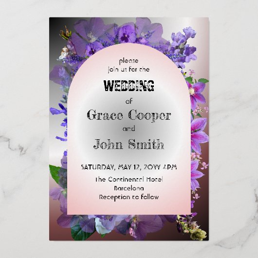 Lila Blüte vor weißem und dunklem Hintergrund Folieneinladung (Vorderseite)