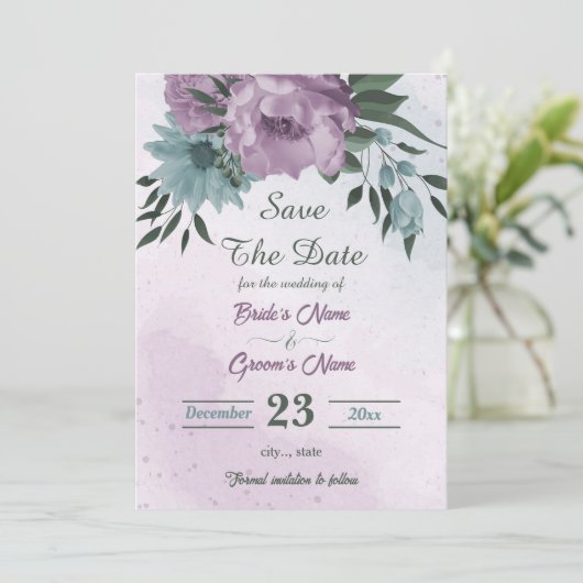 lila Blüten botanisch Save The Date (Stehend Vorderseite)