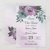 lila Blüten botanisch Save The Date (Vorne/Hinten)