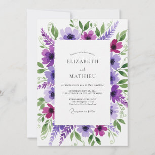 Lila Blüten Botanische Hochzeit Einladung