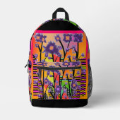 Lila Blüten Collage Travel School Wandern Bedruckter Rucksack (Vorderseite)