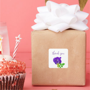 Lila Blüten Geschenkverpackung Quadratischer Aufkleber