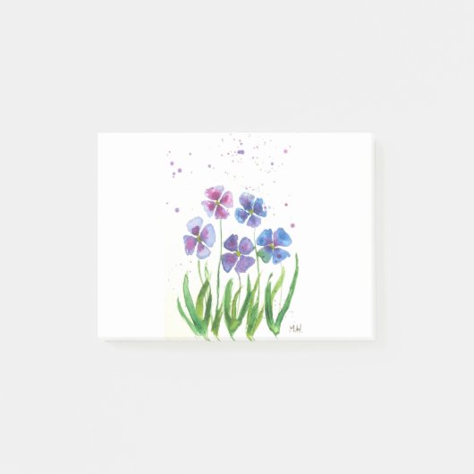 Lila Blüten im Frühling Wasserfarbe Post-it Klebezettel (Vorderseite)