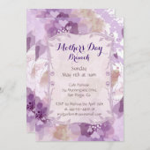 Lila Blüten Muttertag Brunch Einladung (Vorne/Hinten)