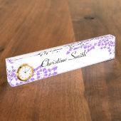 Lila Blüten Namensplakette (Seite)