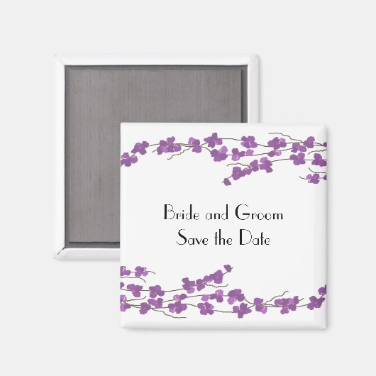 Lila Blüten Save the Date Magnet (Vorderseite/Rückseite)