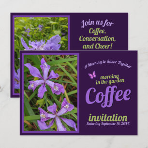 Lila Blüten Schluck Feiern Kaffee Morgen Garten Einladung