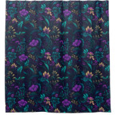 Lila Blüten und Aquamarine Blätter Duschvorhang (Vorderseite)