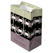 Lila Blüten und hellgrün Mittlere Geschenktüte (Rückseite Schrägansicht)