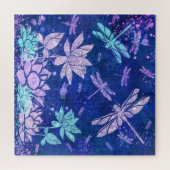Lila Blüten und Libellen Jigsaw Puzzle (Horizontal)
