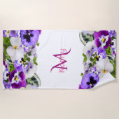 Lila Blüten, weiß Strandtuch (Vorderseite)