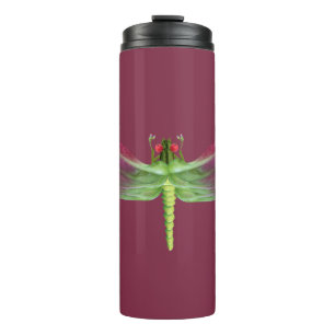Lila-Blütenblatt-Botanischer-Libellen-Grafik Thermosbecher