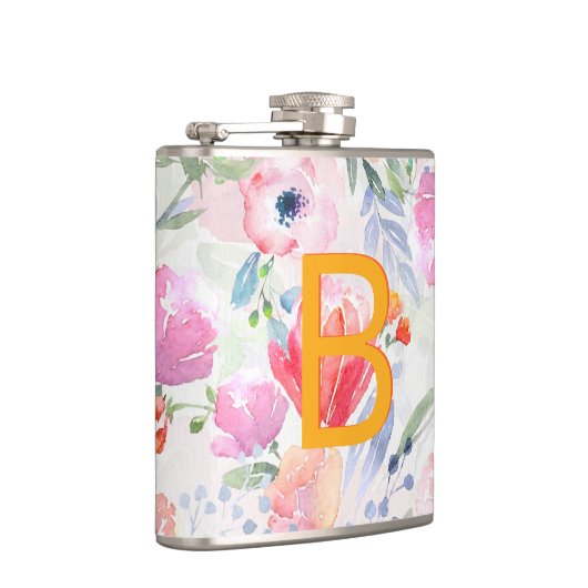 Lila Blütenblätter, rosa Flachmann (Rechts)