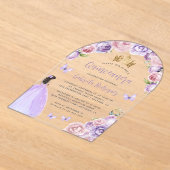 Lila Blütenblume Rose Wasserfarbe Quinceñera Acryleinladungen (Ablage )