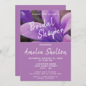 Lila Blütenblumen-Brautparty Einladung (Vorne/Hinten)