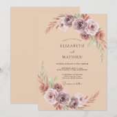 Lila Blütenbogen-Hochzeit Einladung (Vorne/Hinten)