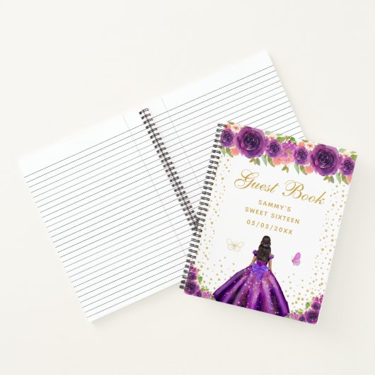 Lila Blütendarmhautprinzin 16 . Geburtstag Notizblock (Innenseite)