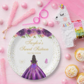 Lila Blütendarmhautprinzin 16 . Geburtstag Pappteller (Party)