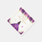 Lila Blütendarmhautprinzin 16 . Geburtstag Serviette (Ecke)