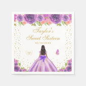 Lila Blütendarmhautprinzin 16 . Geburtstag Serviette (Vorderseite)