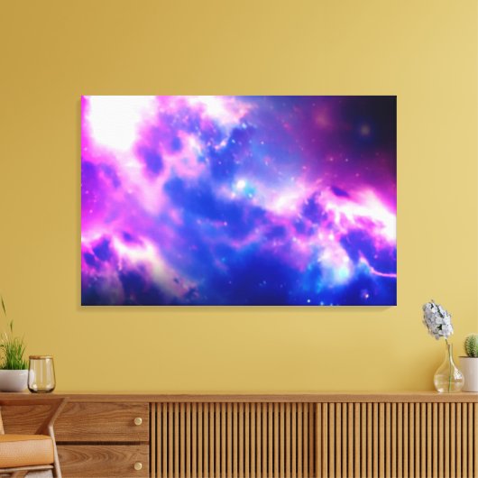 Lila blutender Nebel Galaxie Stretchierte Leinwand (Insitu (Wohnzimmer))