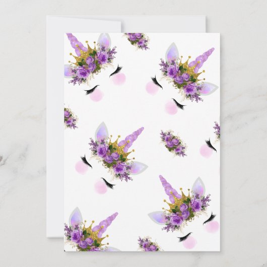 Lila Blütendusche Einladung (Rückseite)