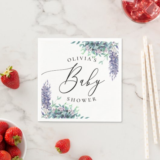 Lila Blütendusche mit Wasserfarbe Serviette (Beispiel)