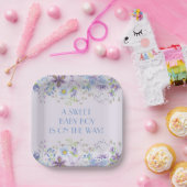 Lila Blütendusche Pappteller (Party)