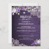 Lila Blütendusche Rustikale Brautdusche Einladung (Vorderseite)