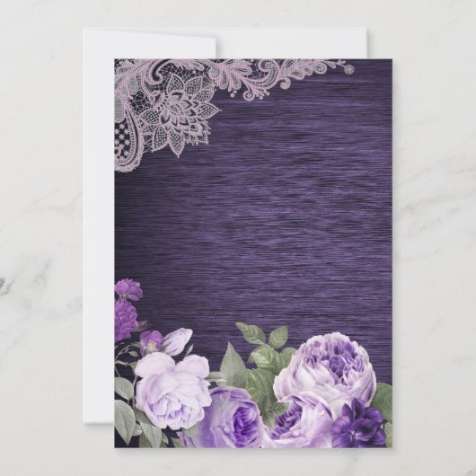 Lila Blütendusche Rustikale Brautdusche Einladung (Rückseite)