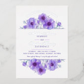 Lila Blütenfarbenhochzeit Folieneinladung (Vorderseite)