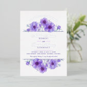 Lila Blütenfarbenhochzeit Folieneinladung (Stehend vorne)