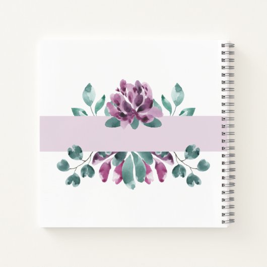 Lila Blütengrün-Monogramm Notizblock (Rückseite)