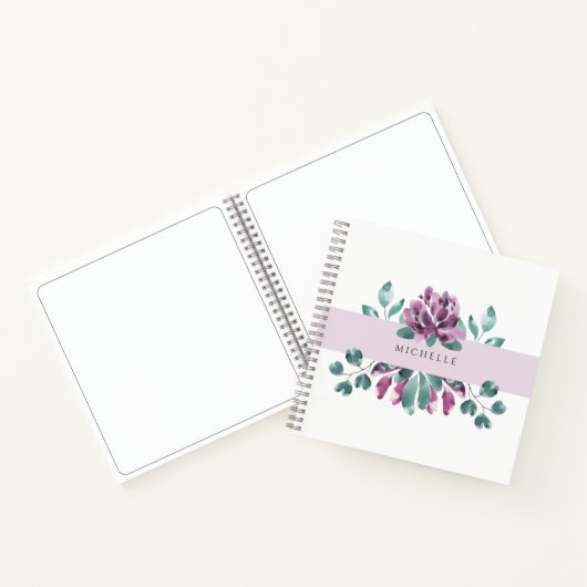 Lila Blütengrün-Monogramm Notizblock (Innenseite)