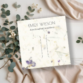 Lila Blütenhandgemachte Papiertextur Haarklammer Quadratische Visitenkarte