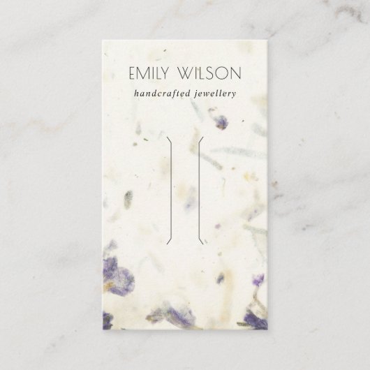 Lila Blütenhandgemachte Papiertextur Haarklammer Visitenkarte (Vorderseite)