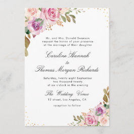 lila Blütenhochzeit Einladung