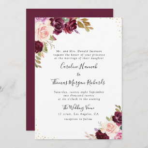 lila Blütenhochzeit Einladung